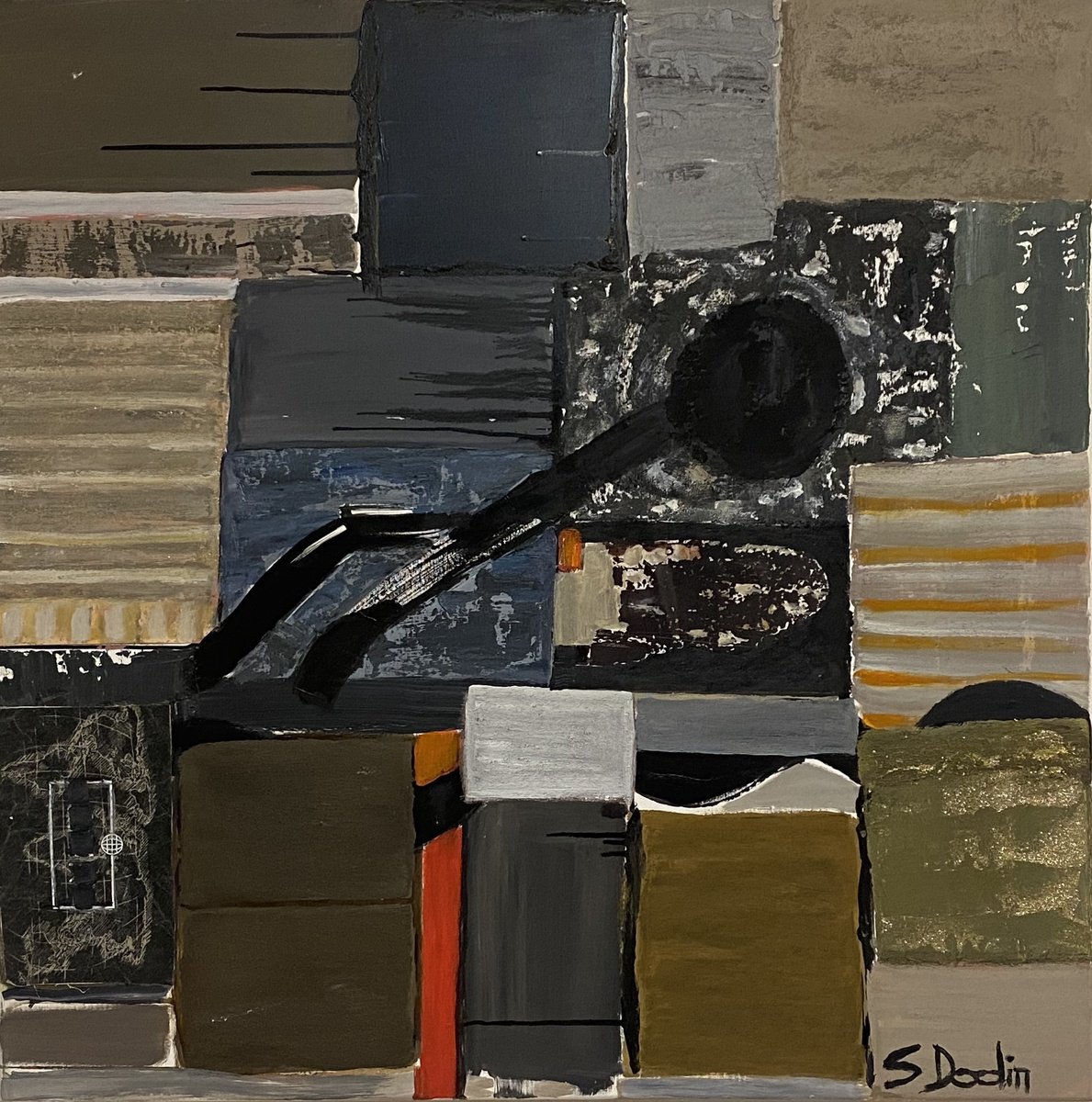 Abstract Acrylic Painting By Sylvie Dodin, 39 X 39", Beige, Original Artwork