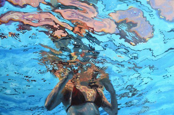 Underneath XVI - Miniature swimming painting