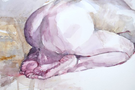 Curled up woman