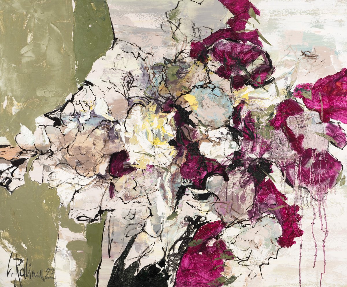 Botanical Oil Painting By Yelena Ralina, 55 X 45", Royal Luxury, Original Artwork