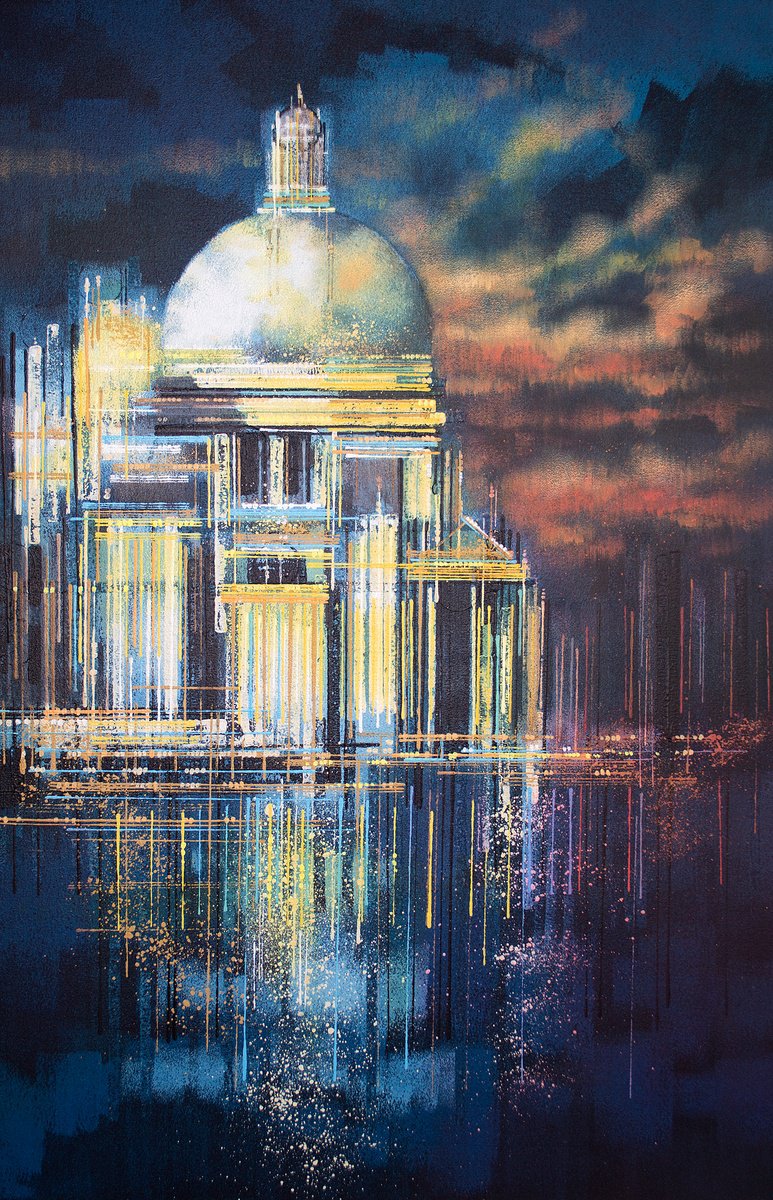 Impressionistic Cityscapes Acrylic Painting By Marc Todd, 20 X 30", Venice Santa Maria Salute, Original Artwork