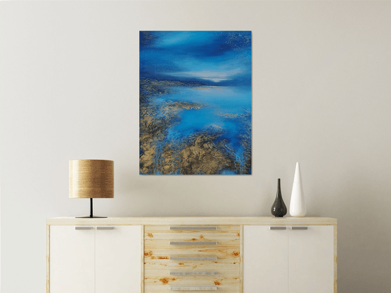 A XL large original modern semi-abstract painting "Calmness"