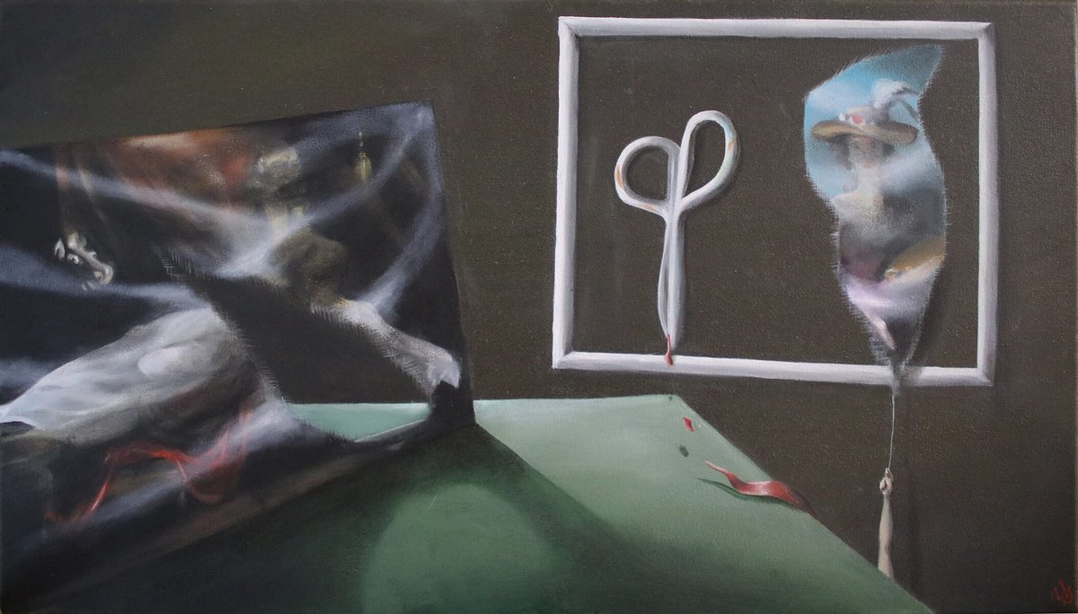 Surrealistic Landscape Oil Painting By Vanessa T Stefanova, 24 X 14", Commmission, Original Artwork