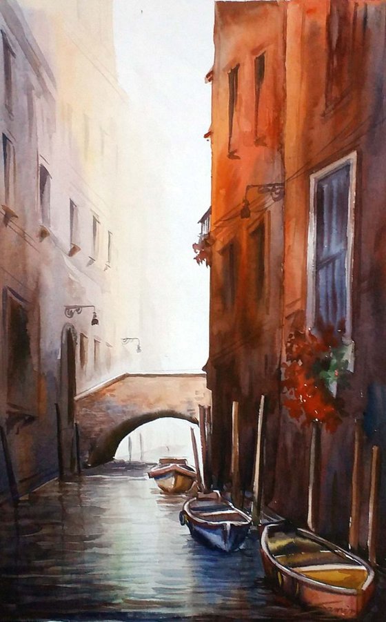 Morning Canals - Watercolor Painting