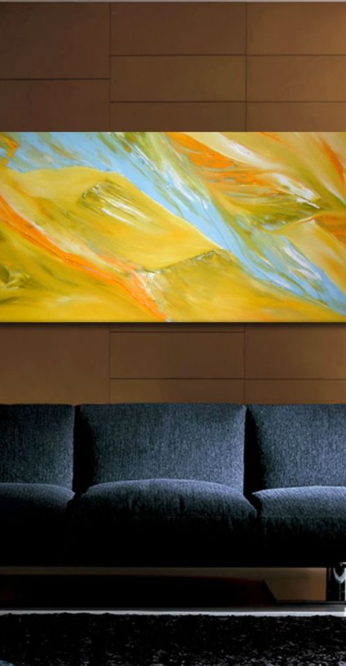 Aleggio di falco - 100x50 cm,  Original abstract painting, oil on canvas by Davide De Palma