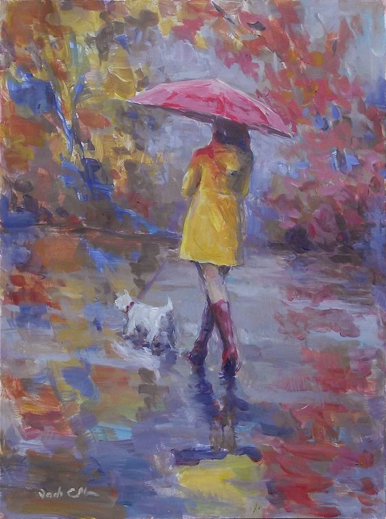 Walking, lady with umbrella