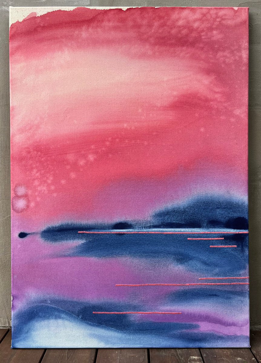 Expressive Landscape Painting By Olya Tereschuk, 28 X 39", Basic Magic, Original Artwork