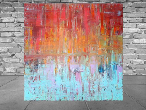 Windy at the lake- large abstract painting