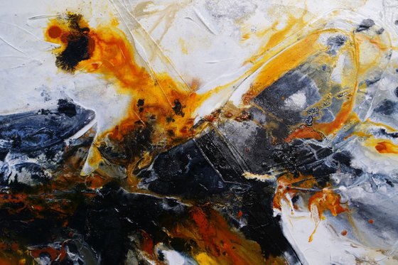 Salted Sienna 240cm x 100cm Sienna Black Textured Abstract Art