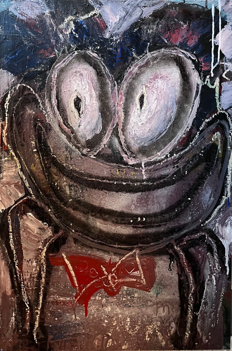 Expressive Animal Acrylic Painting By Steve Pennisi, 20 X 30", Mr. Cat, Original Artwork