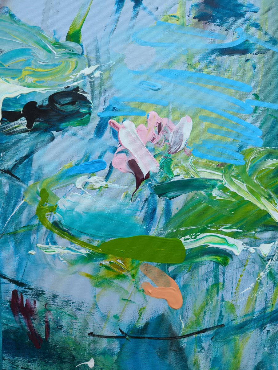 Original Acrylic Painting - Water Lilies by Helen Shukina