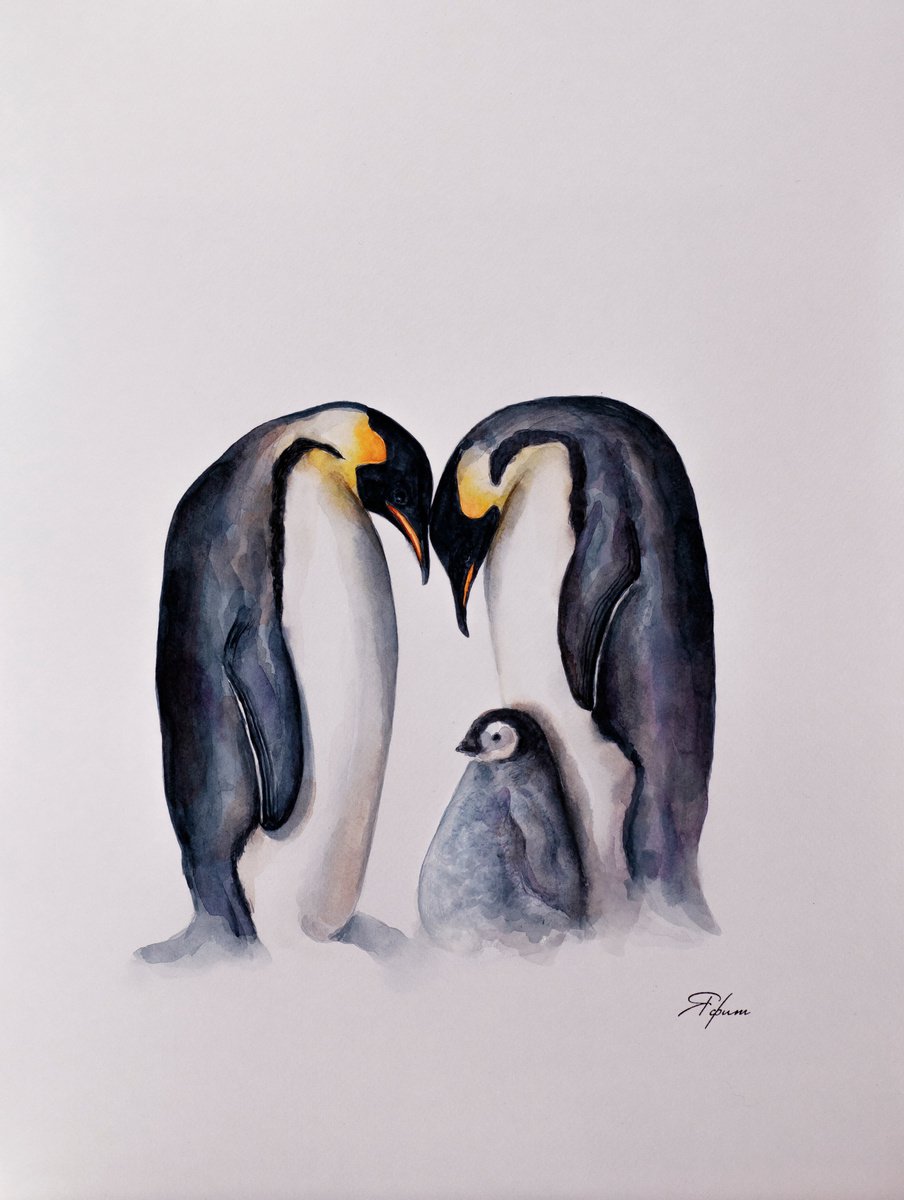 Family of penguins by Yafit Moshensky