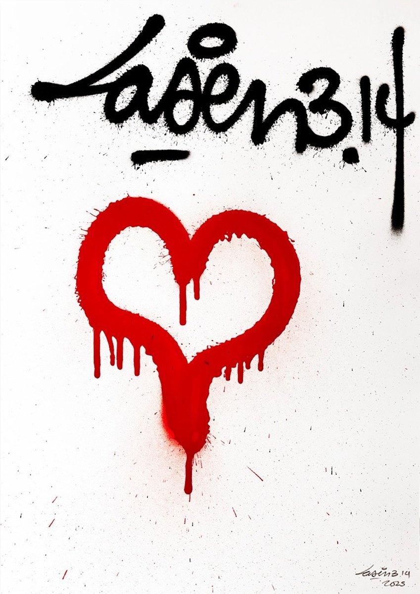 Urban And Pop Abstract Painting By Laser 3.14, 20 X 28", Heart, Original Artwork