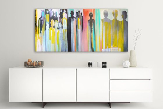 Tous ensemble - All together (contemporary semi abstract painting)