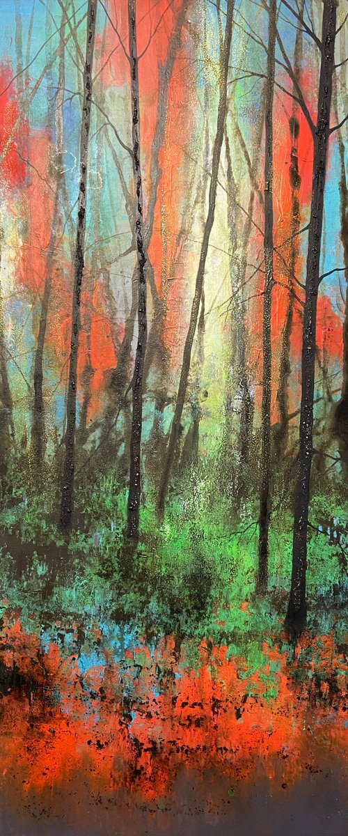 Painting No. 1 of 'Abstract Forest Collection', Series I by Jo Starkey