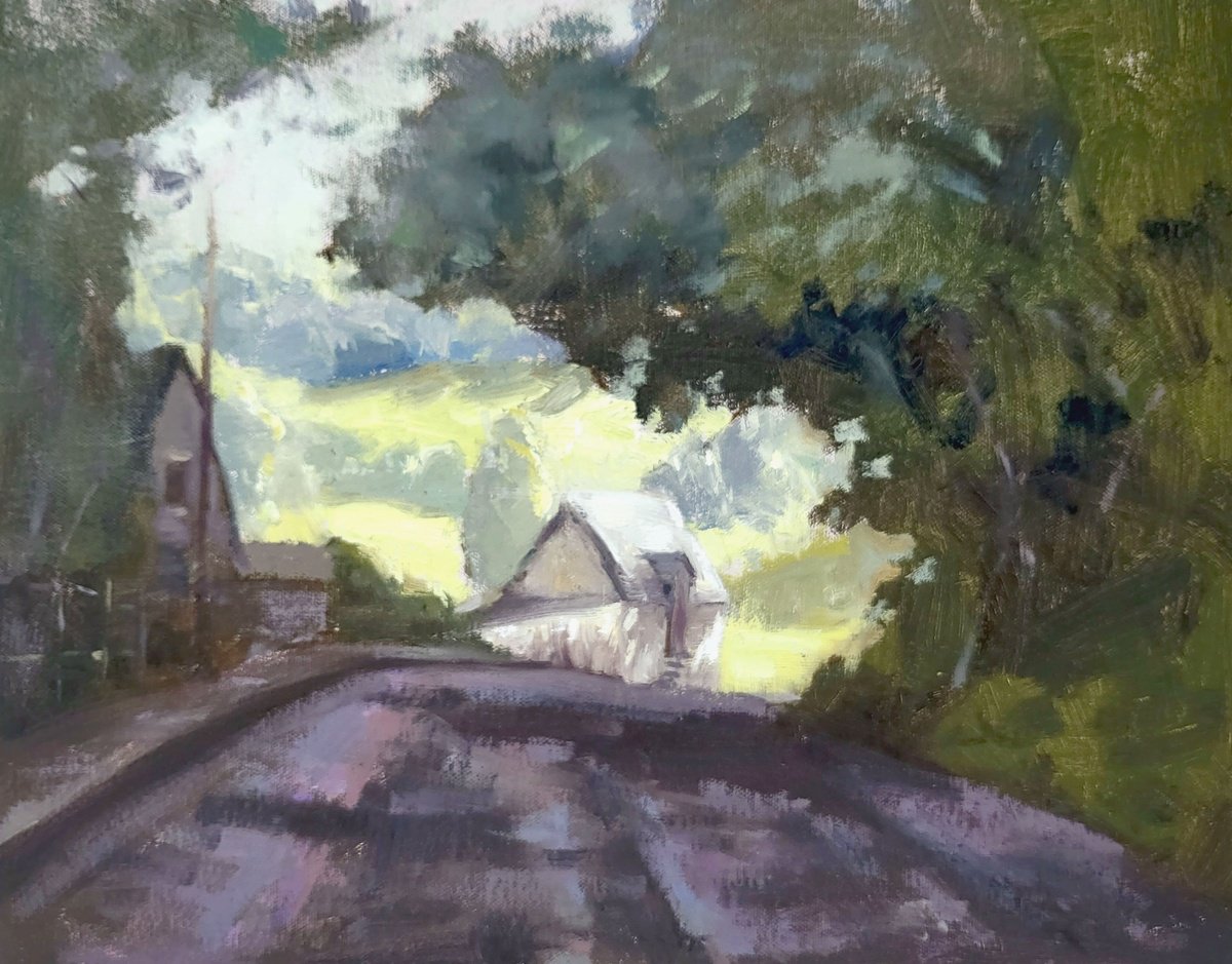 Impressionistic Landscape Oil Painting By Kristina Sellers, 14 X 11", Somewhere In Stroud, Original Artwork