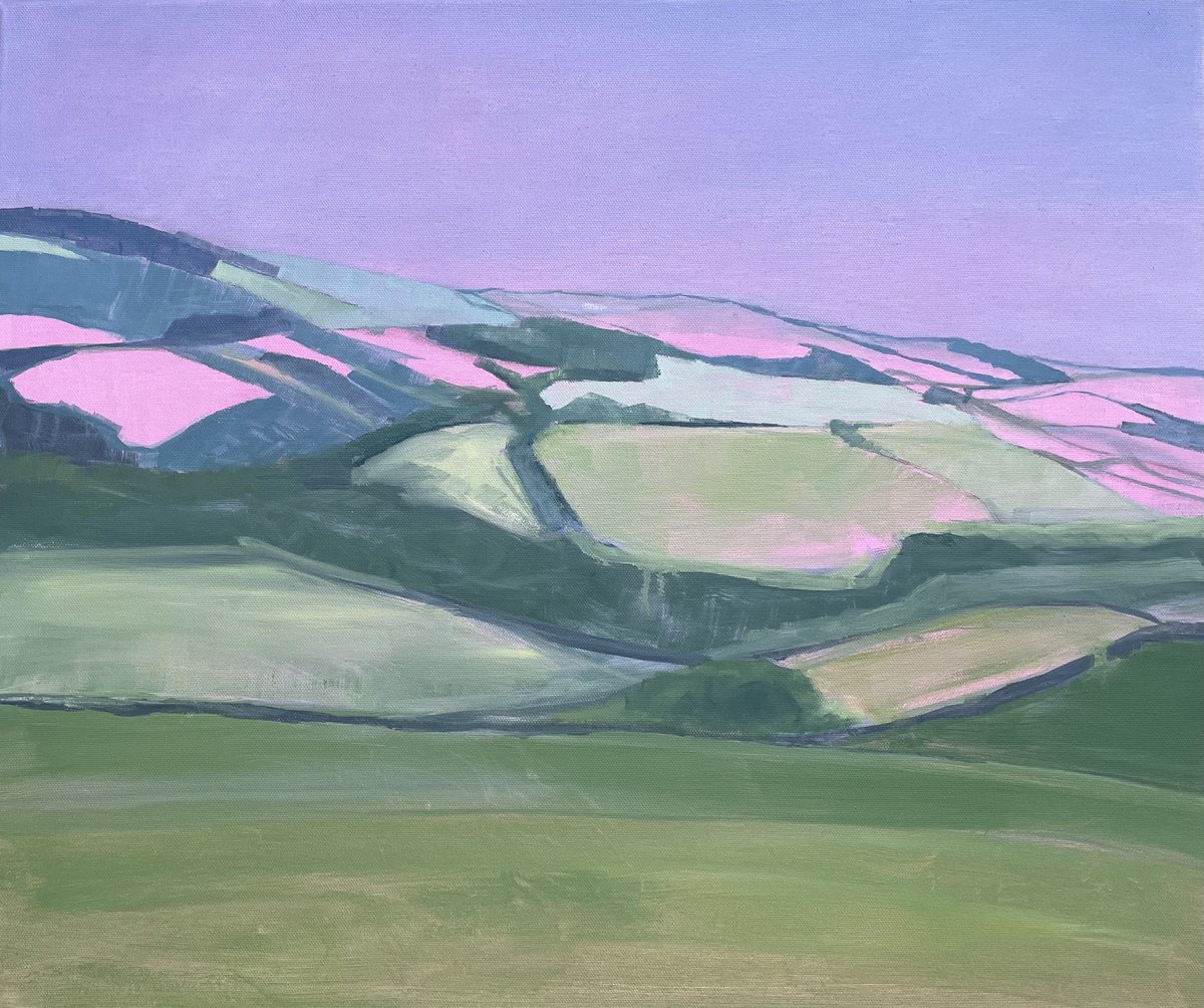 Impressionistic Landscape Oil Painting By Lizzie Butler, 24 X 20", Early Morning In Wales, Original Artwork