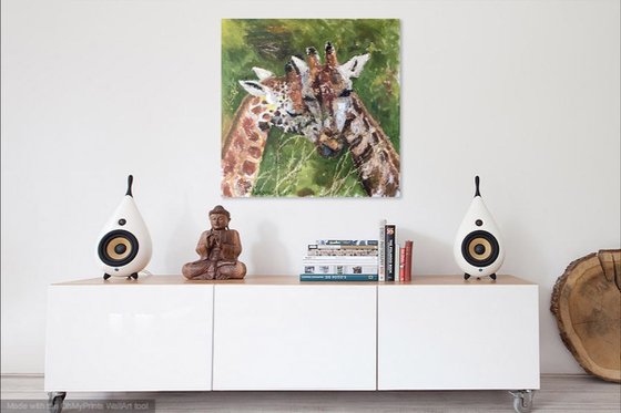 "Animal Lovers" - Giraffes Impression Painting Gift Idea
