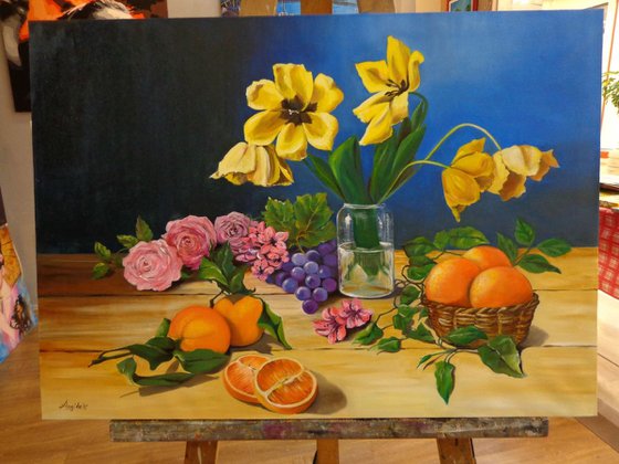 Flowers and oranges