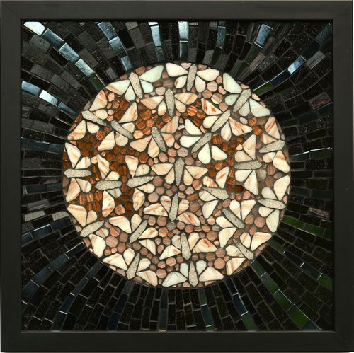 Moths on the Moon - (part 1) "Full Moon" glass mosaic by Kate Rattray