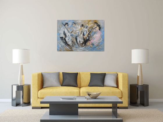 Jazz quartet  (80x120cm, oil painting)