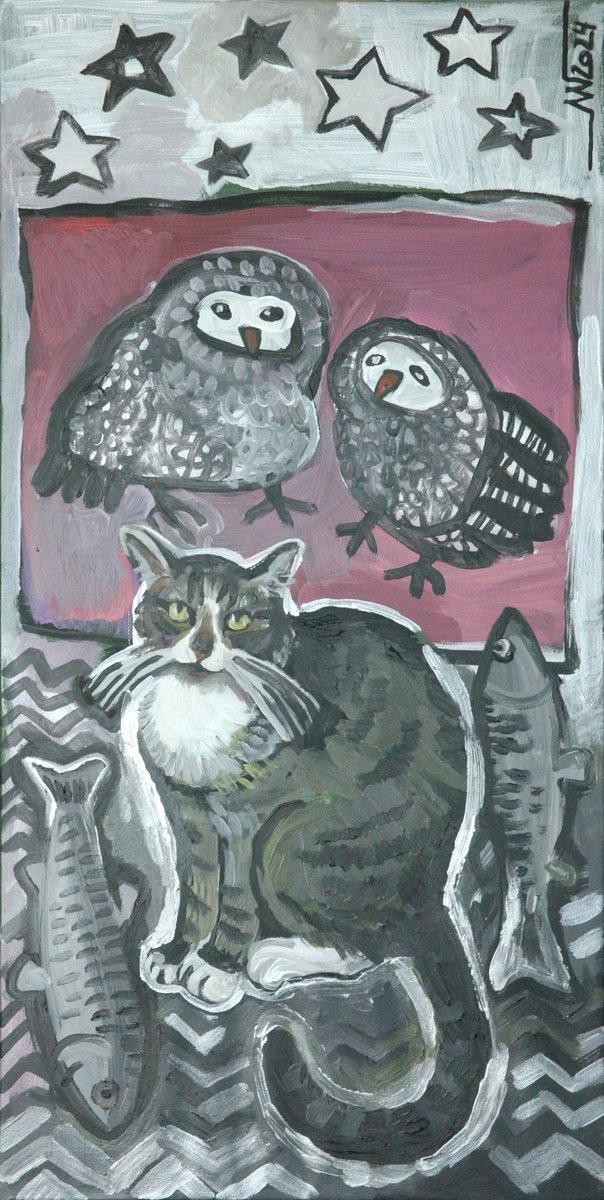 Animal Acrylic Painting By Marina Gorkaeva, 16 X 31", Clodia, Original Artwork