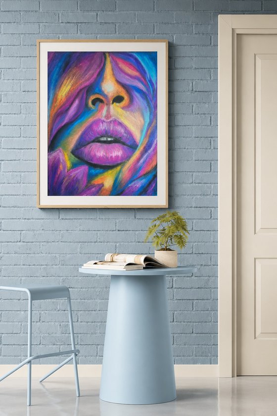 Purple Fever — Oil Pastel Female Lips