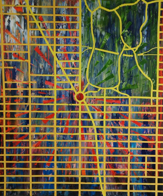 Heading To Columbus Circle (100 x 120 cm) (40 x 48 inches) oil