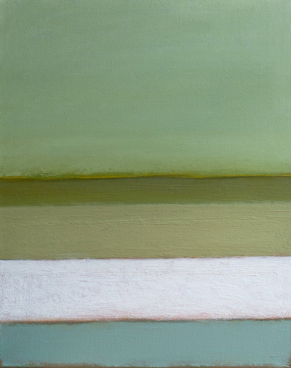 Abstract Landscape Oil Painting By Thomas Hjelm, 17 X 21", Silent Shore, Original Artwork