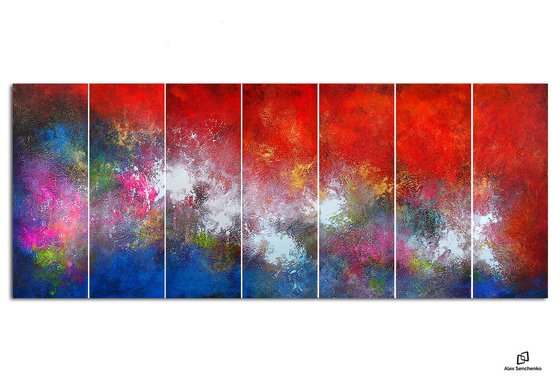 210x80cm. /Panoramic Painting  / 7 in 1 / Alex Senchenko © 2019 /  Ice and Flames