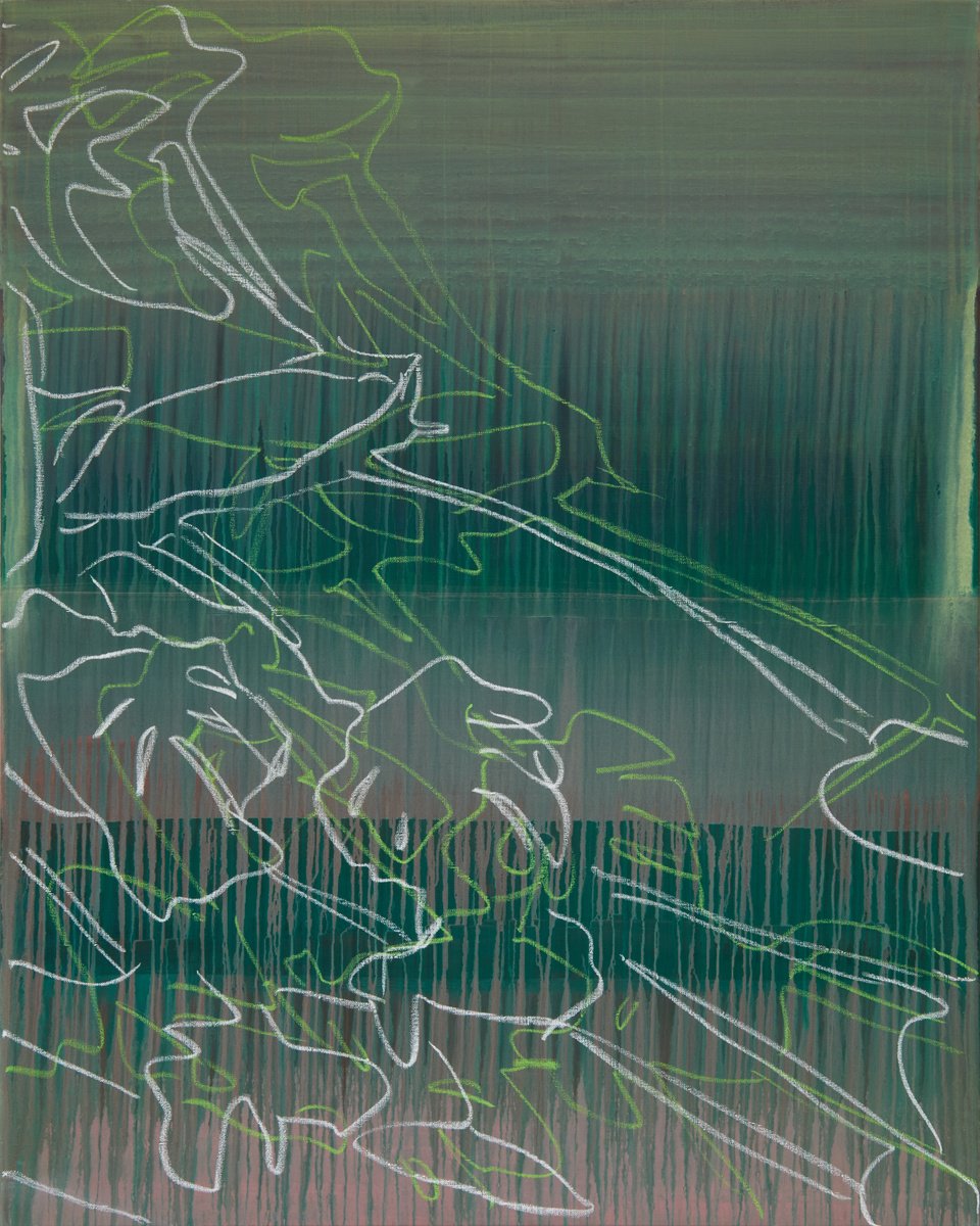 Monstera Double Shadows Green White By Simon Findlay, 47 X 59, Artwork For Sale On Artfinder