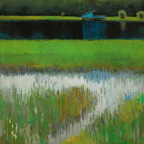 Grassy Waters Trails  30x30" 76x76cm Contemporary Art by Bo Kravchenko