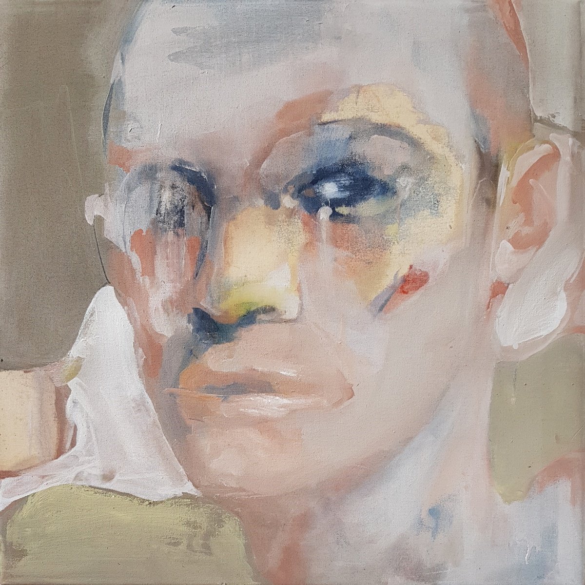 Impressionistic Portrait Oil Painting By Dick Van Dijk, 20 X 20, Let The Chandeliers Fall, Original Artwork