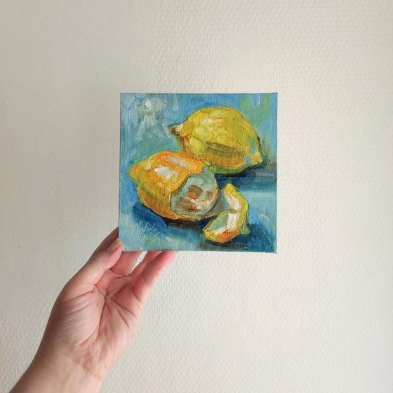 Lemons Still Life. Oil Painting