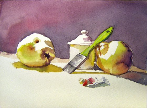 still life with quinces and brush