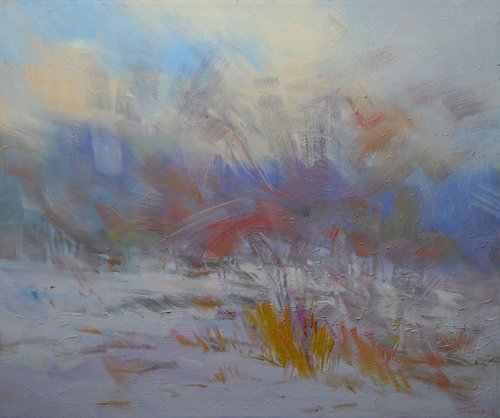 Abstract Landscape Painting " White Blizzard" ( 225l13 ) by Yuri Pysar