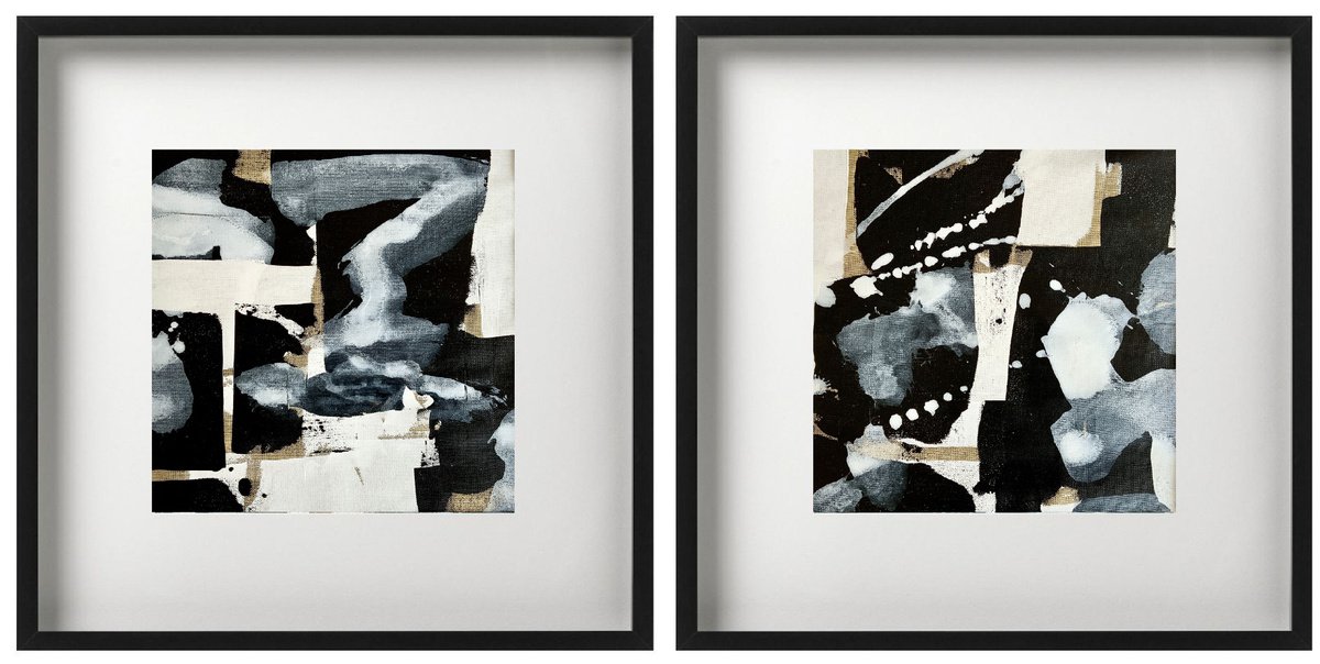 Abstract black & white with no. 2121-4+5 set of 2 by Anita Kaufmann