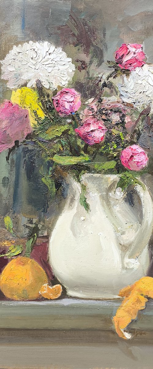Flowers in a White Jug by Gor Abrahamian