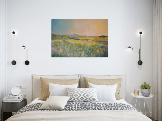 Misty sunrise, Original painting, Ready to hang by WanidaEm