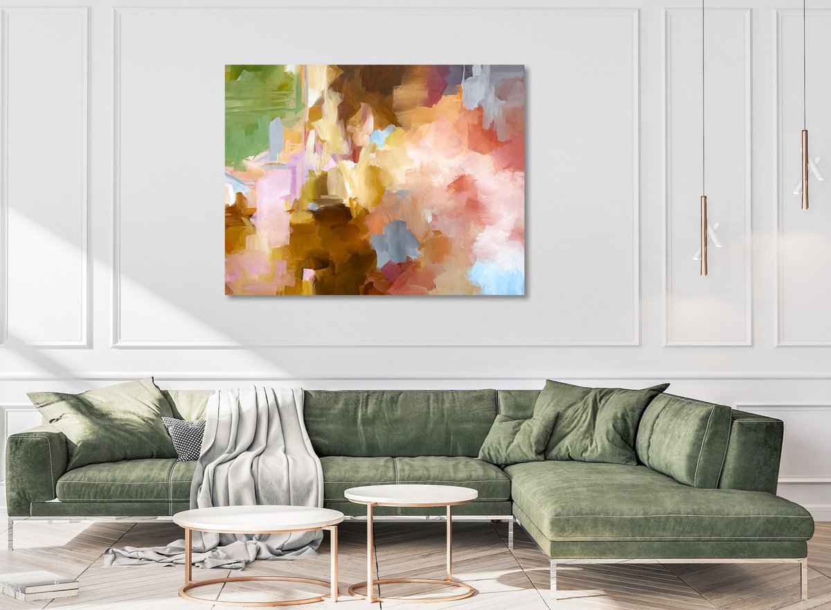 Expressive Abstract Acrylic Painting By Ines Khadraoui, 46 X 35, Beyond Words, Original Artwork