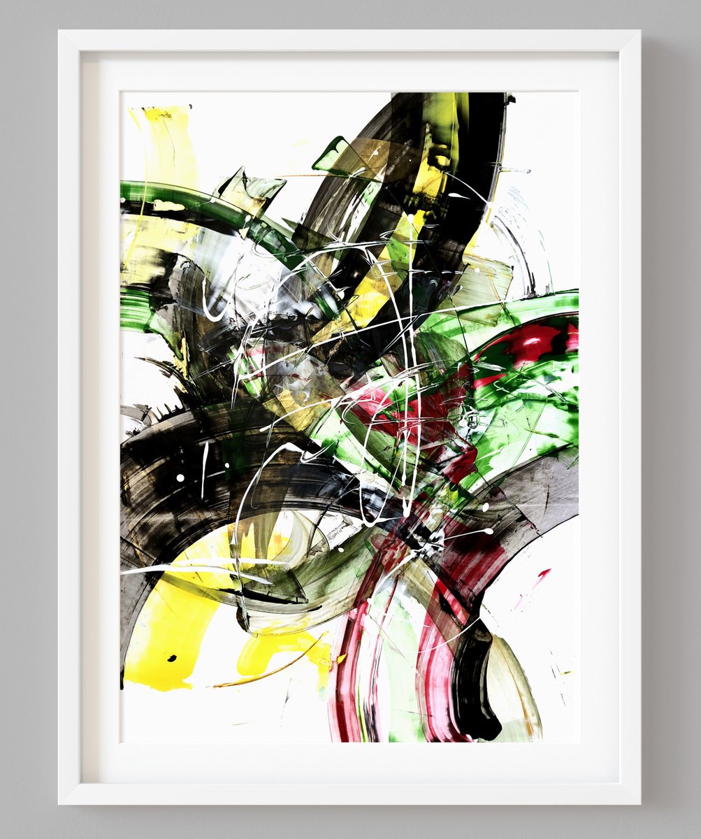 Abstract Acrylic Painting By Evgenia Makarova, 17 X 23, Abstract Composition N 47, Original Artwork