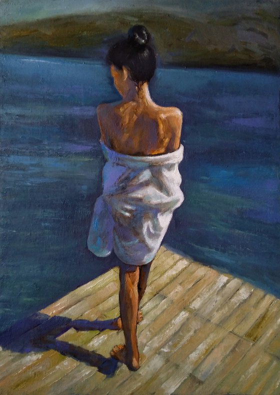 Summer 50x70cm ,oil/canvas, impressionistic figure