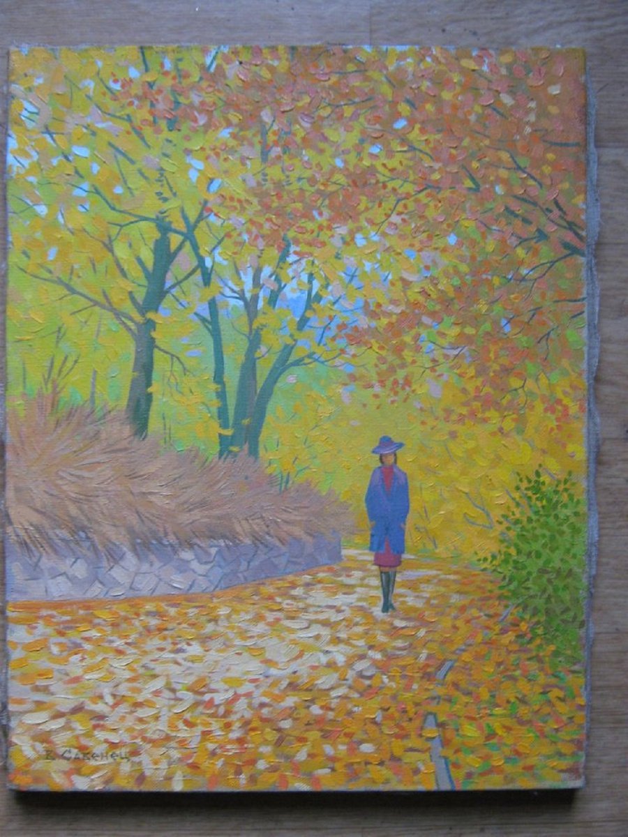 Impressionistic Landscape Oil Painting By Valeriy Savenets-1, 18 X 14", Forest Walk, Original Artwork