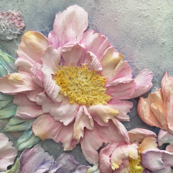 Peony bouquet sculpture painting