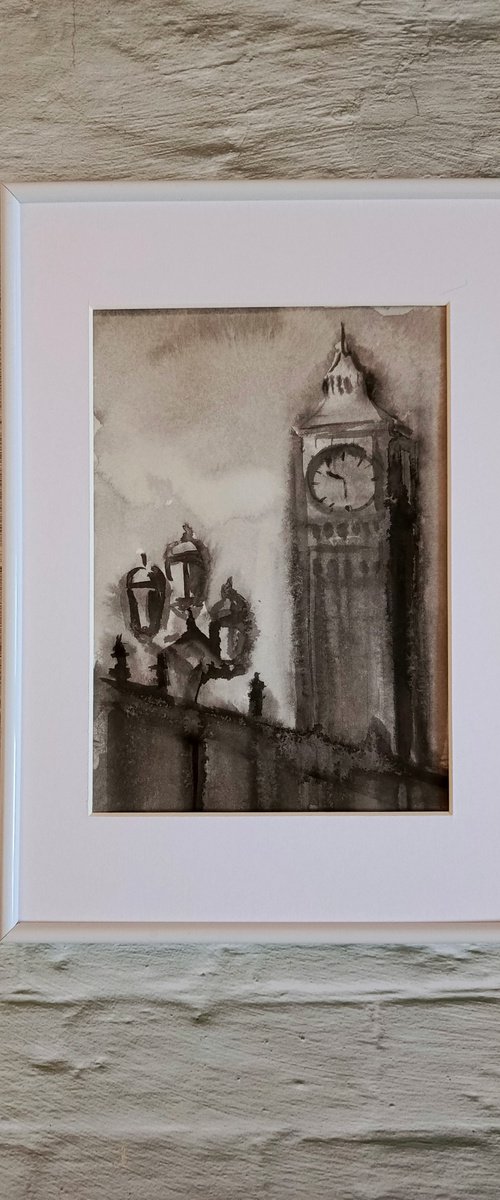 Ink Drawing London view by Anastasia Art Line