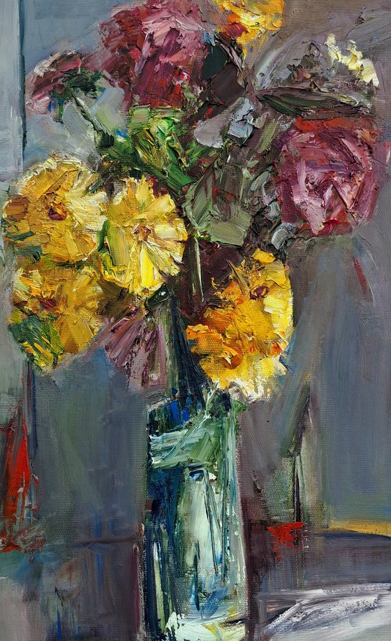 Flowers in a Glass Vase