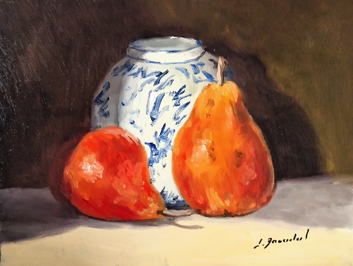 Pears and chinese vase by Jose DAOUDAL
