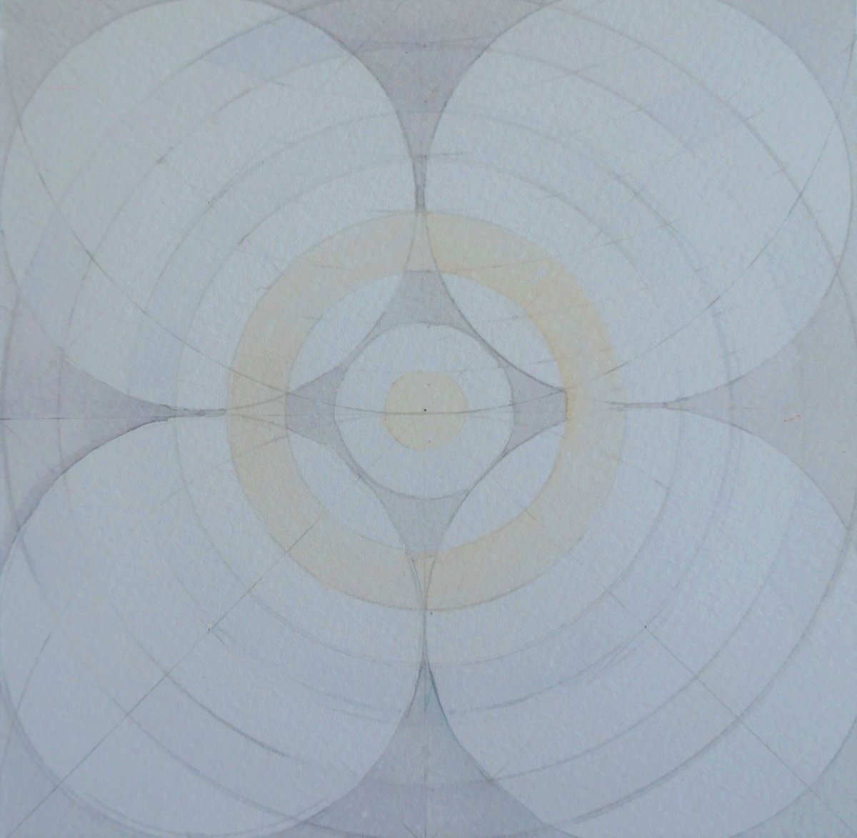 Geometric Abstract Watercolour By Anna Jannack, 6 X 6, Circle Iv, Original Artwork