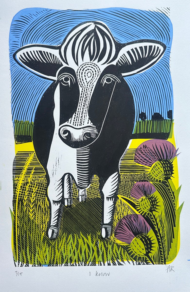 Expressive Linocut , I Know By Amanda Ribbans, 8 X 13, Artwork For Sale On Artfinder