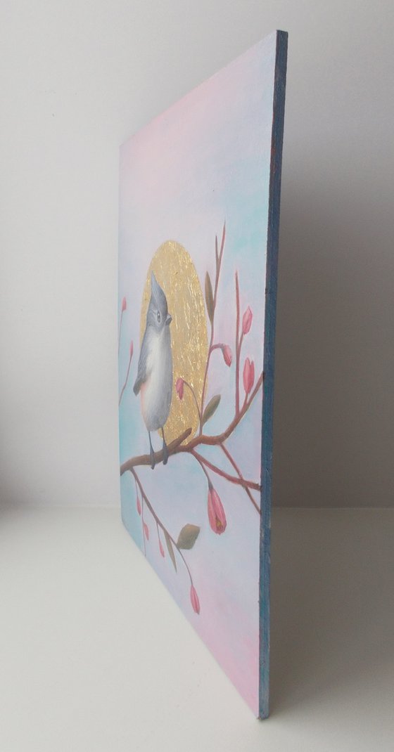 tit bird painting "Feeling of spring"